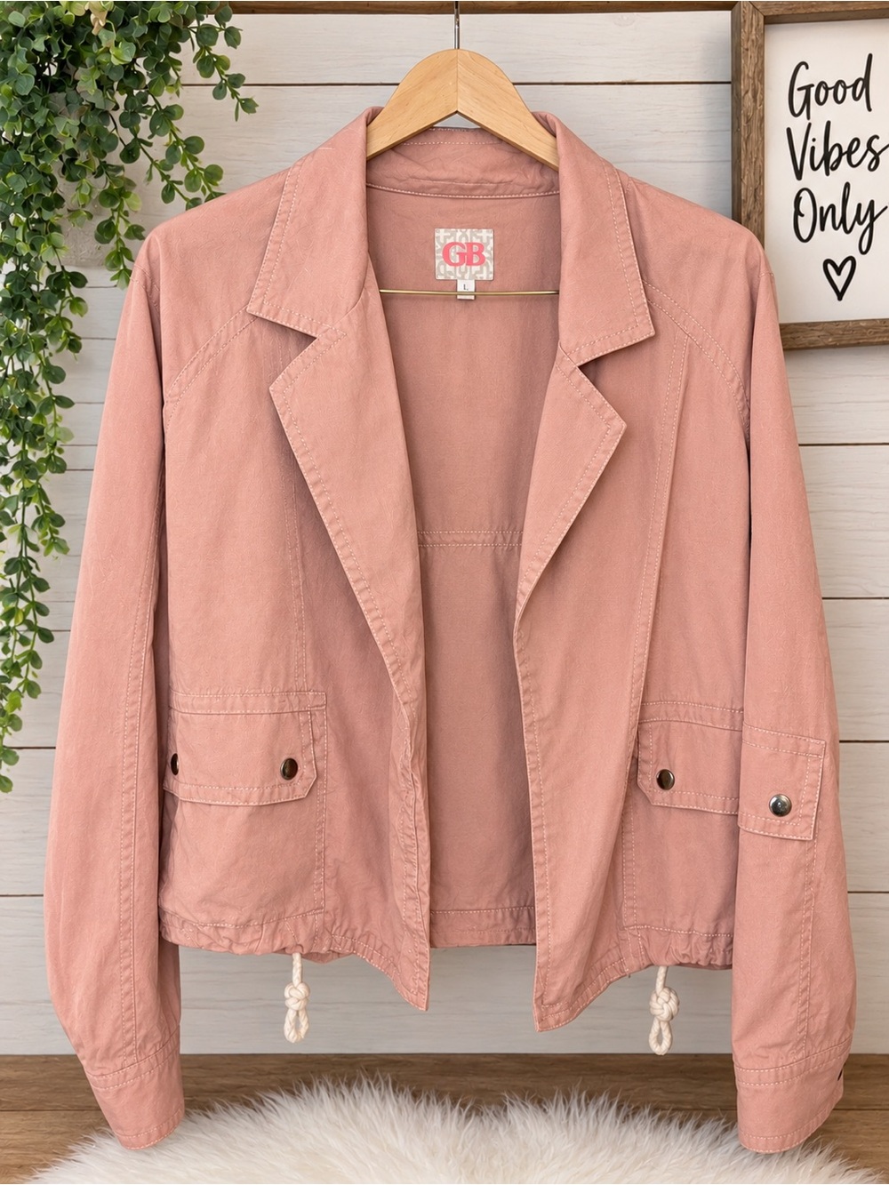 Gianni Bini Dusty Rose Drawstring Casual Blazer